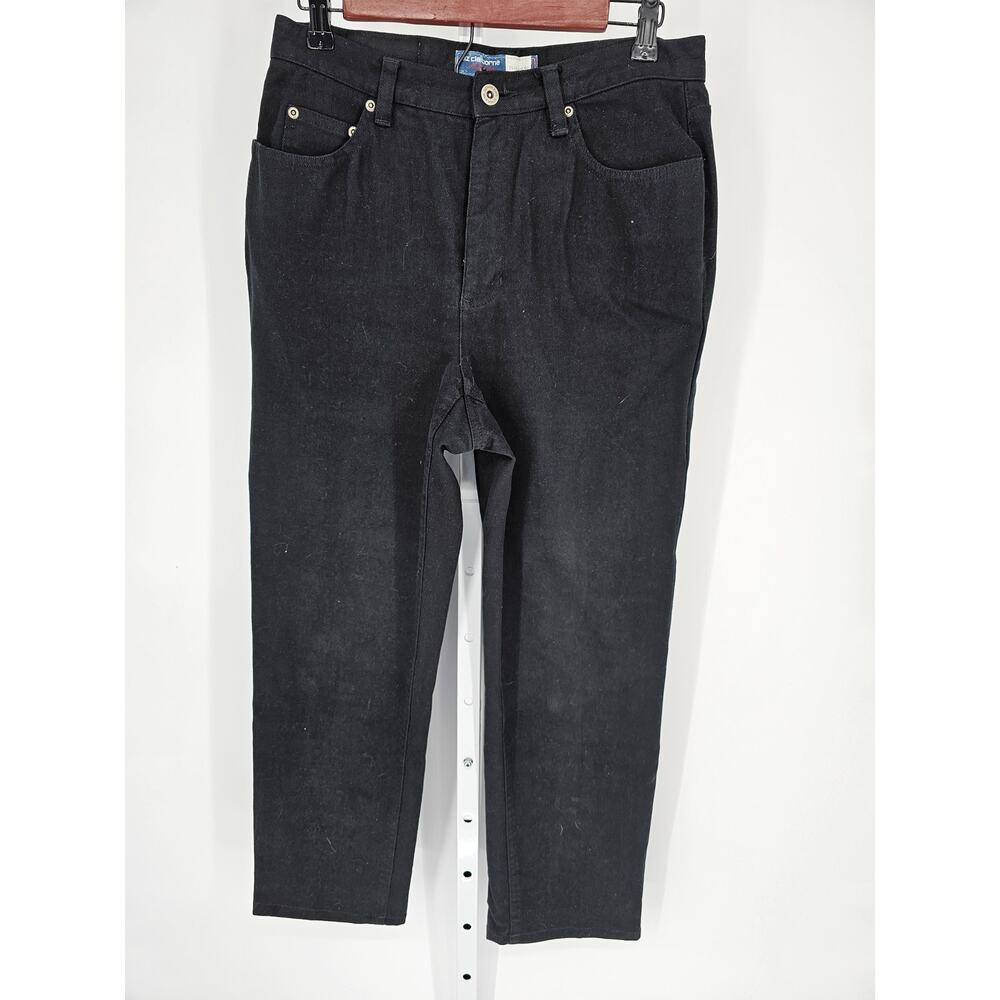 Liz Claiborne Women's Black Wide Belt Loop Cotton Straight Leg Pant Size 12P